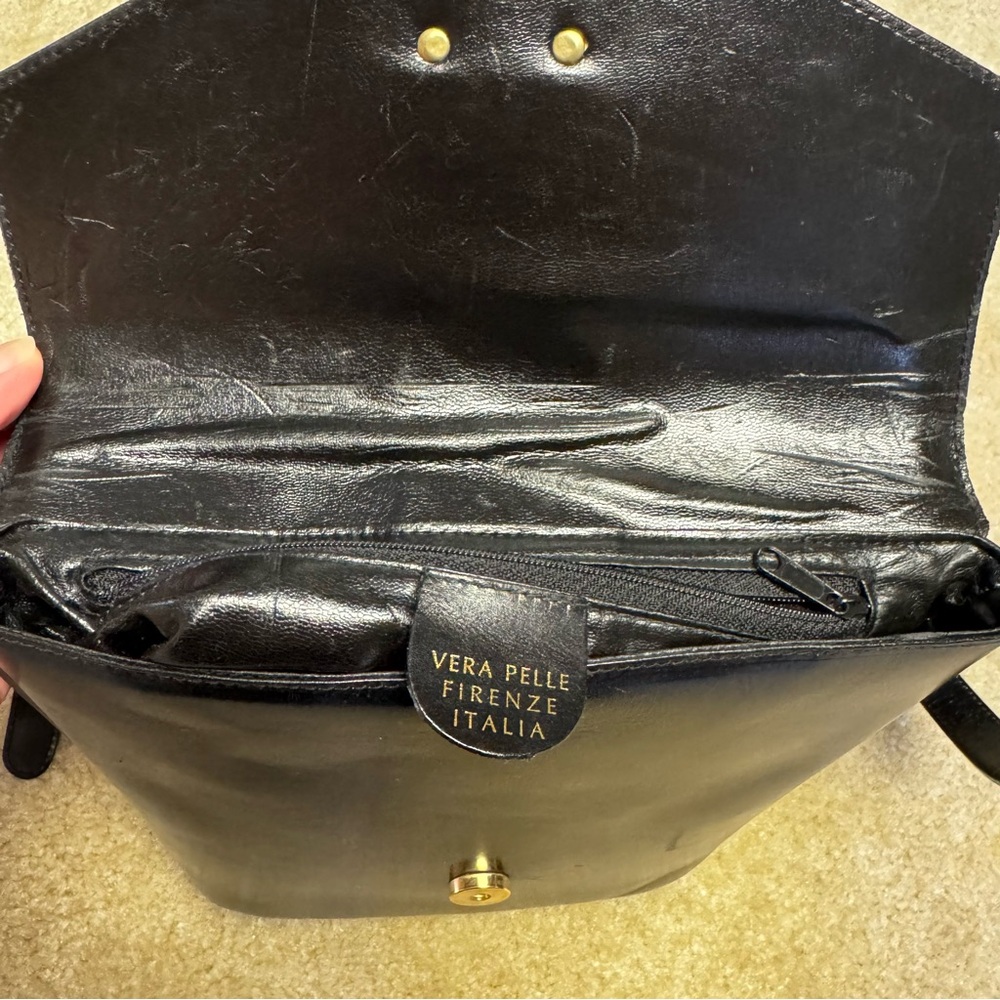 Vera‎ Pelle Black Leather Shoulder Bag - Picture 6 of 11